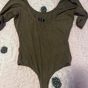 Brown Bebe small Perforated Scoop Neck Bodysuit